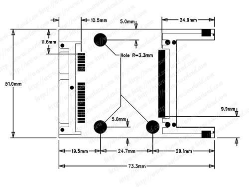 drawing of SATA to CF adapter