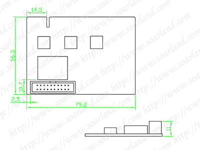 drawing of 2-Digit External Display PCI Motherboard Diagnostic Debug Card
