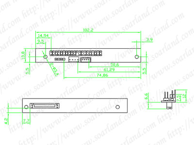 drawing of Small-PCB Slimline SlimCD JAE 50-Pin To IDE Adapter 