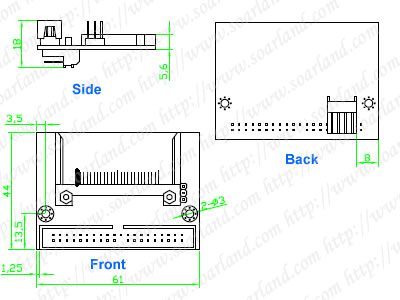 Zeichnung der Universal-40-Pin-Buchse IDE CF Card Adapter