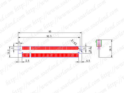 drawing of PCI-Express 16x Extender Riser Card