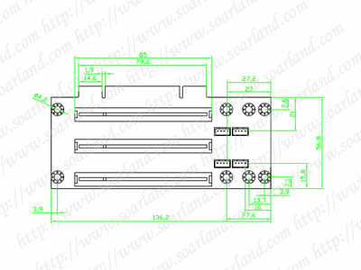 drawing of 32Bit 3-Slot PCI Riser Card 