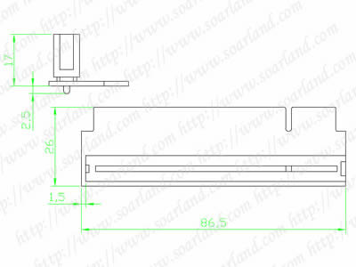 Zeichnung 1U 32Bit Single Slot 270-Grad rechtwinklig PCI Riser Card 