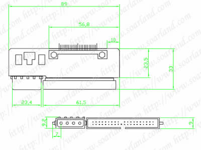 drawing of Toshiba 1.8 Inch To 3.5 Inch IDE Adapter
