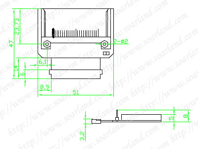 drawing of Toshiba IPod 1.8 Inch HDD To CF Card Adapter