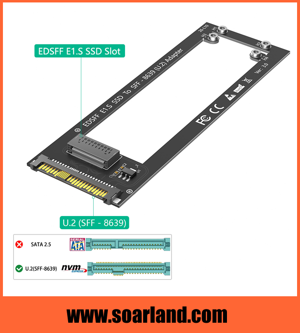EDSFF SSD to U.2 SFF-8639 Adapter