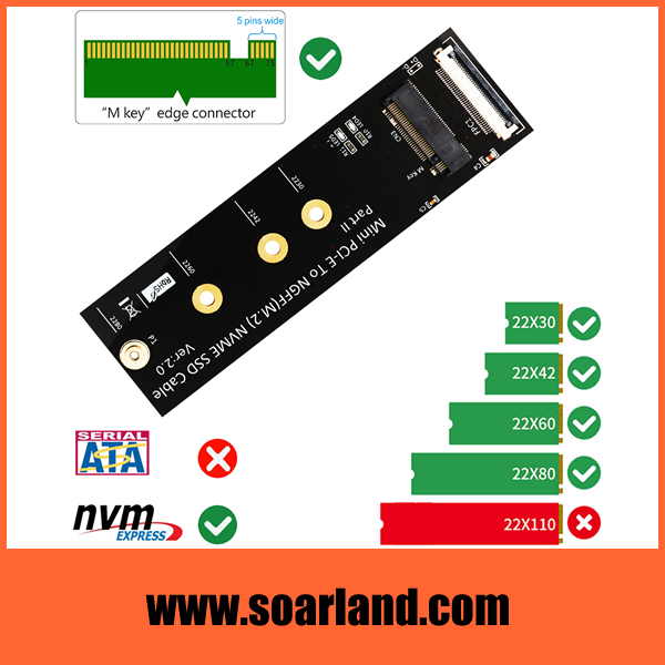 M.2 KEY-M to mini PCIe with FFC Cable