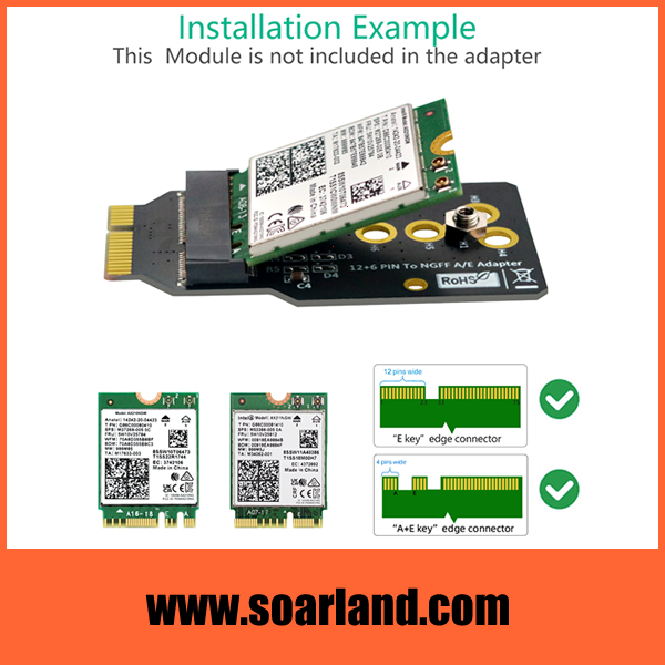 M.2 Key-E to 12+6 Pin MacBook WiFi Adapter