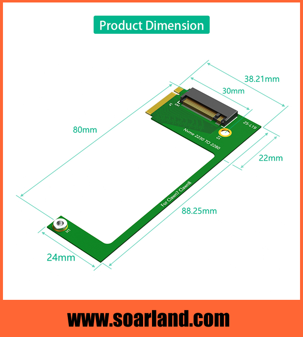 M.2 Key-M 2280 to 2230 Extender For MSI Claw7 Claw8