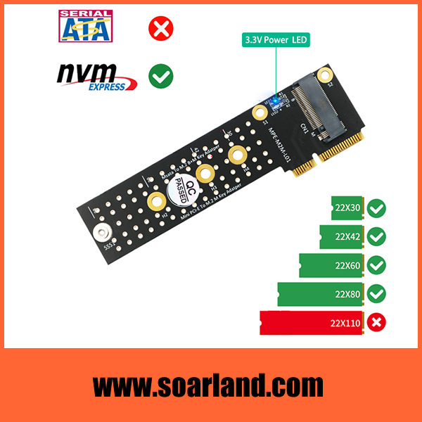 M.2 Key-M to mini PCIe Adapter