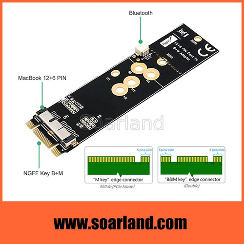 MacBook 12+6 Pin WiFi Module to M.2 Key B+M Adapter