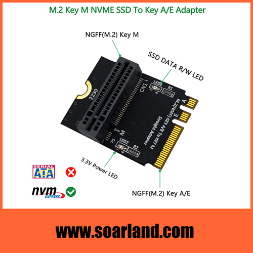 M.2 KEY-M SSD to KEY A+E Adapter