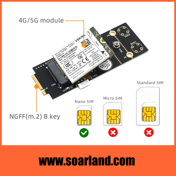 M.2 Key-B SIM Card Adapter for 4G 5G