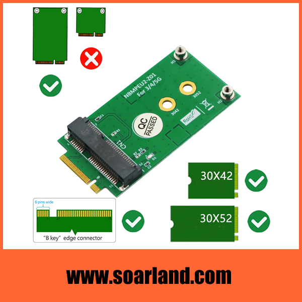 M.2 Key-B to Mini PCIe Adapter for 3G 4G 5G Module