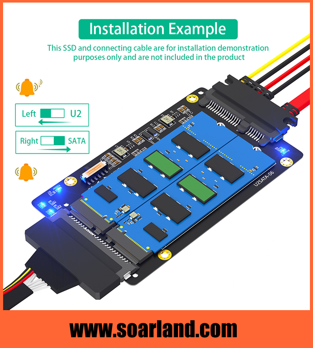 M.2 KEY-B to SATA & KEY-M to U.2 Combo Adapter