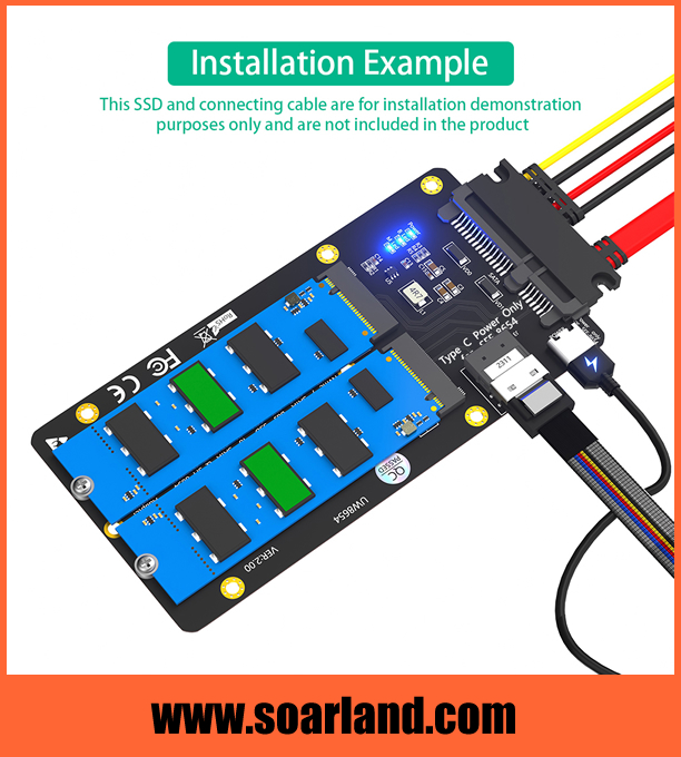 M.2 KEY-B to SATA & KEY-M to SFF-8654 Combo Adapter