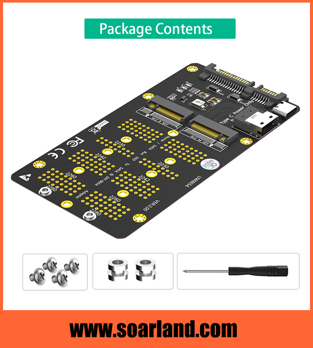 M.2 KEY-B to SATA & KEY-M to SFF-8654 Combo Adapter