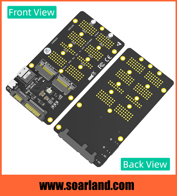 M.2 KEY-B to SATA & KEY-M to SFF-8654 Combo Adapter