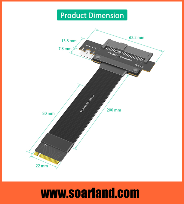 U.2 SFF-8639 SSD to M.2 KEY-M Cable Adapter
