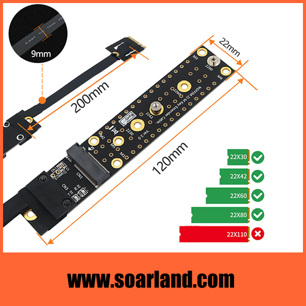 M.2 KEY M to M.2 KEY A+E Cable