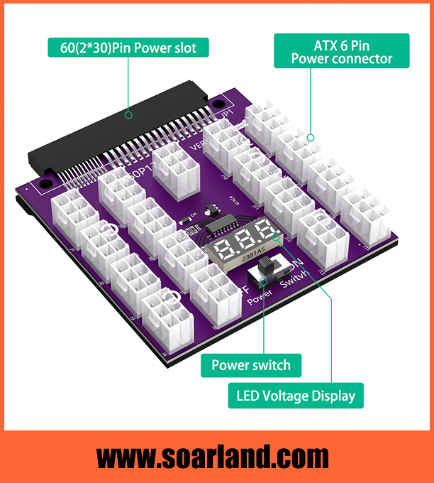 17 Ports Power Supply Breakout Board Adapter for Mining