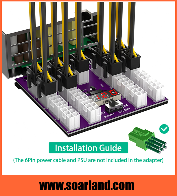 17 Ports Power Supply Breakout Board Adapter for Mining