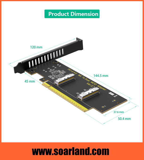 PCIe 5.0 x16 to Dual MCIO SFF-TA-1016​ Adapter Card