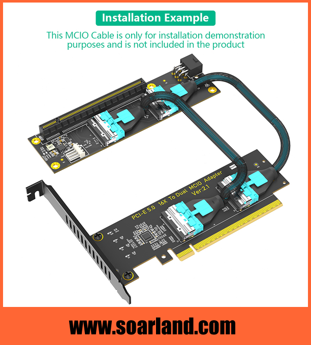 PCIe 5.0 x16 to Dual MCIO SFF-TA-1016​ Adapter Card