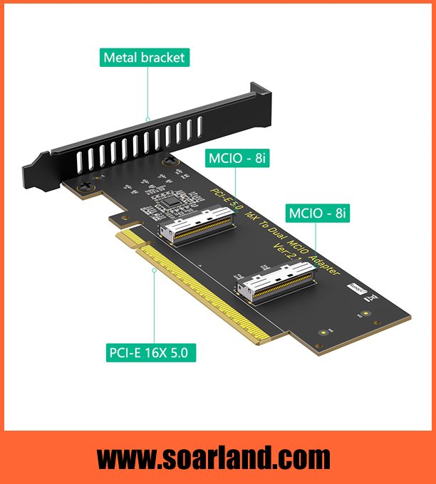 PCIe 5.0 x16 to Dual MCIO SFF-TA-1016​ Adapter Card