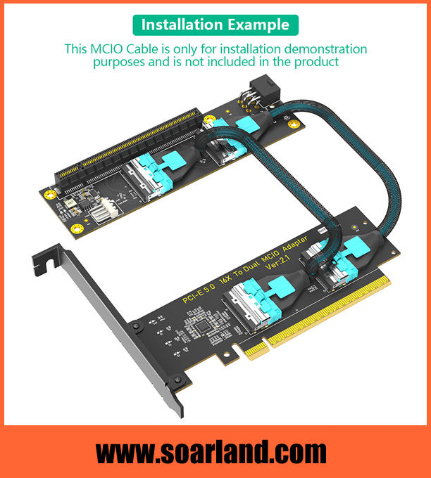 PCIe 5.0 x16 to Dual MCIO SFF-TA-1016​ Adapter Card
