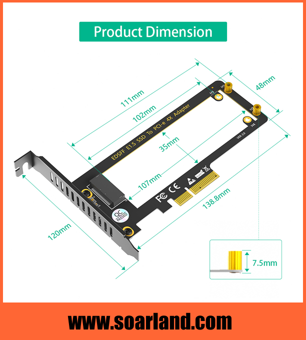 PCIe 4.0 EDSFF E1.S Adapter