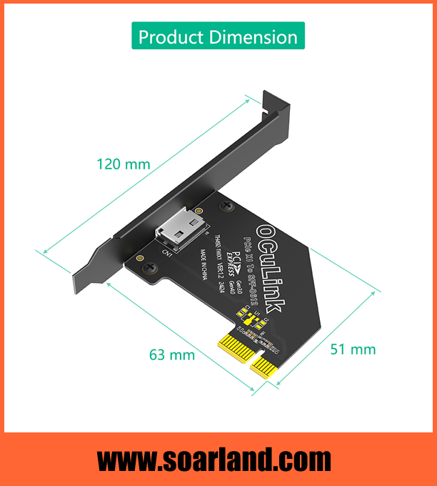 PCIe x1 4.0 OCuLink SFF-8612 Adapter Card