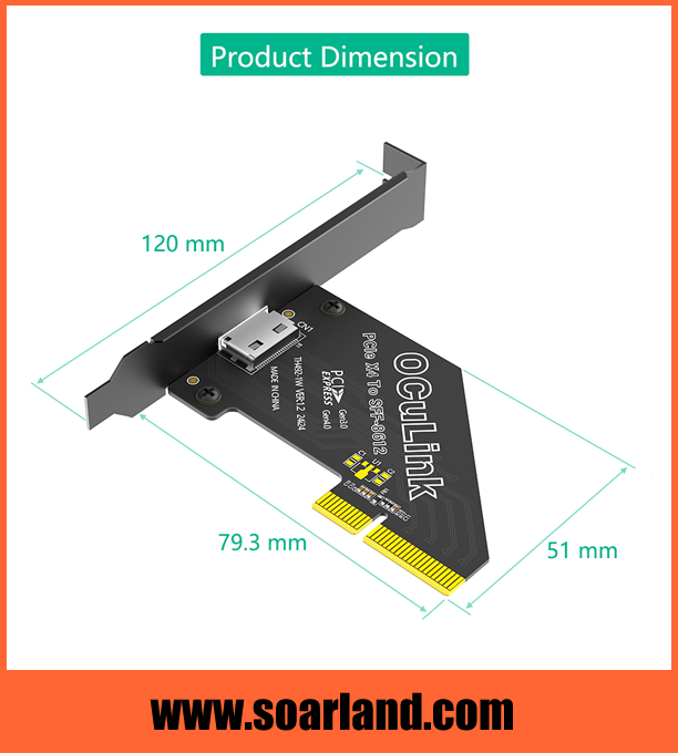 PCIe 4.0 x4 OCuLink SFF-8612 Adapter Card