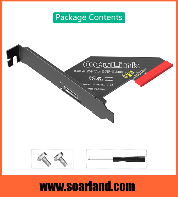 PCIe 4.0 x4 OCuLink SFF-8612 Adapter Card