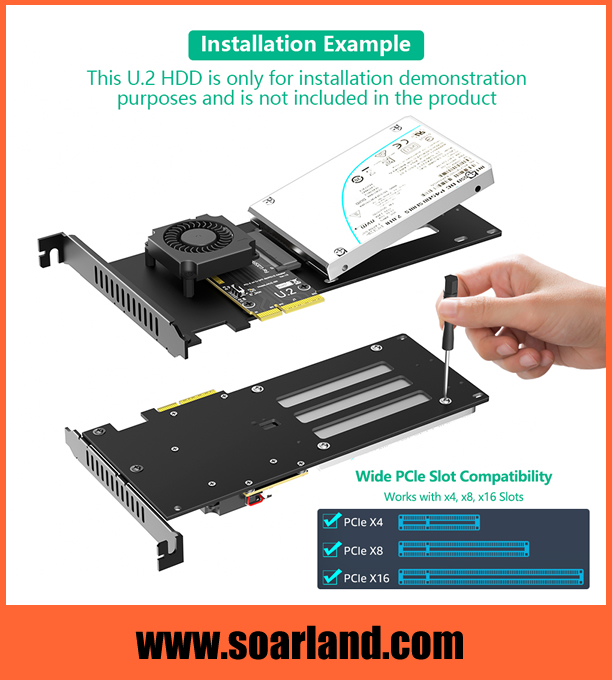 PCIe 5.0 x4 to U.2 SFF-8639 NVMe SSD Adapter