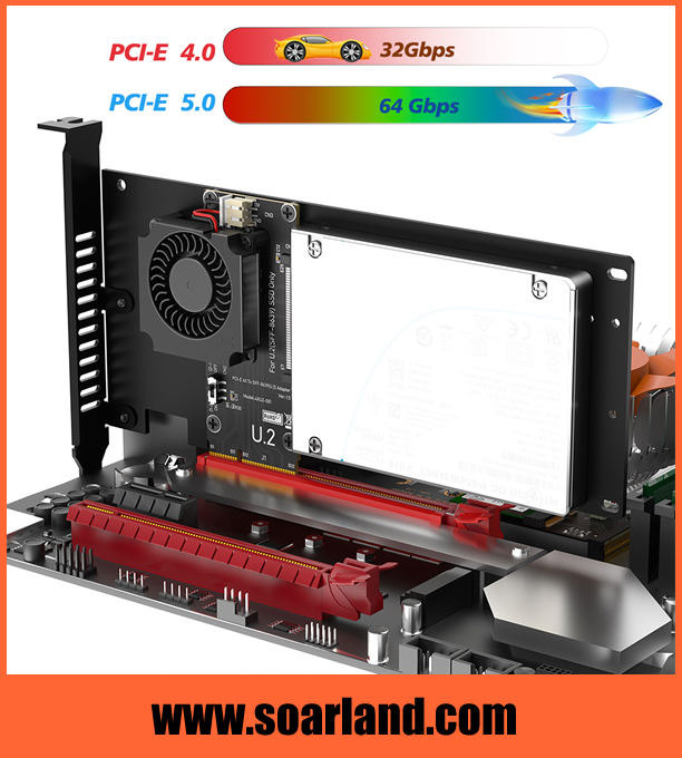 PCIe 5.0 x4 to U.2 SFF-8639 NVMe SSD Adapter