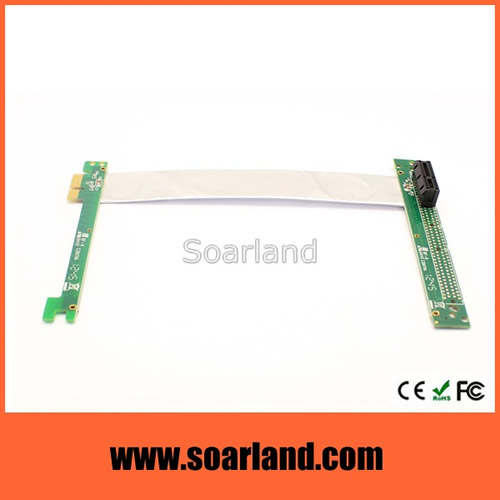 PCIe x1 Silver Riser Cable with long PCB