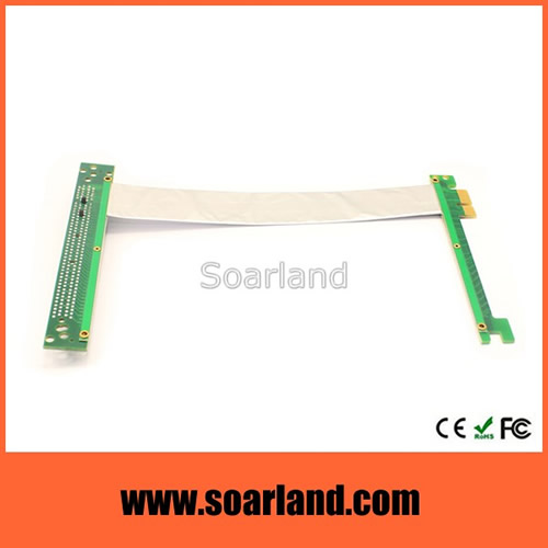 PCIe x1 Silver Riser Cable with long PCB