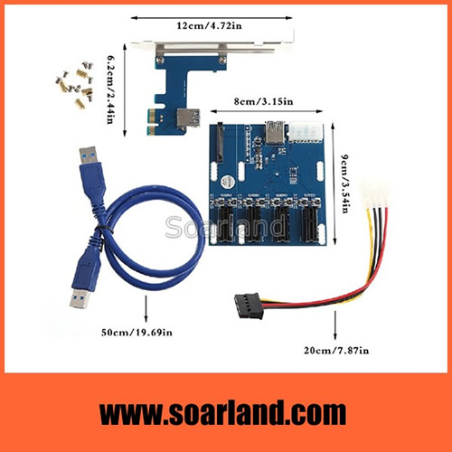 PCIe x1 riser cable 1 to 4 ports