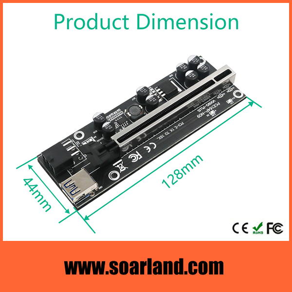 PCIe x1 to x16 Riser with 8 capacitors