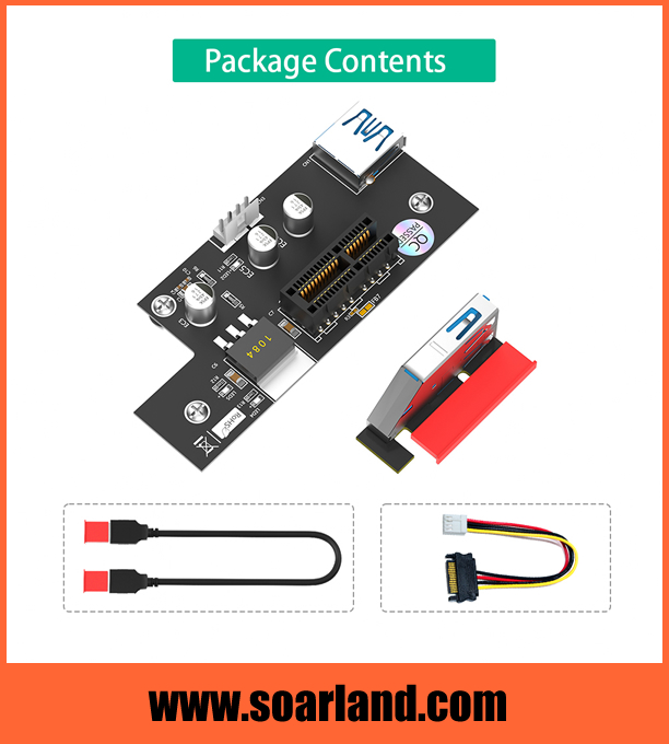 PCIe x1 Riser Cable with USB 3.0