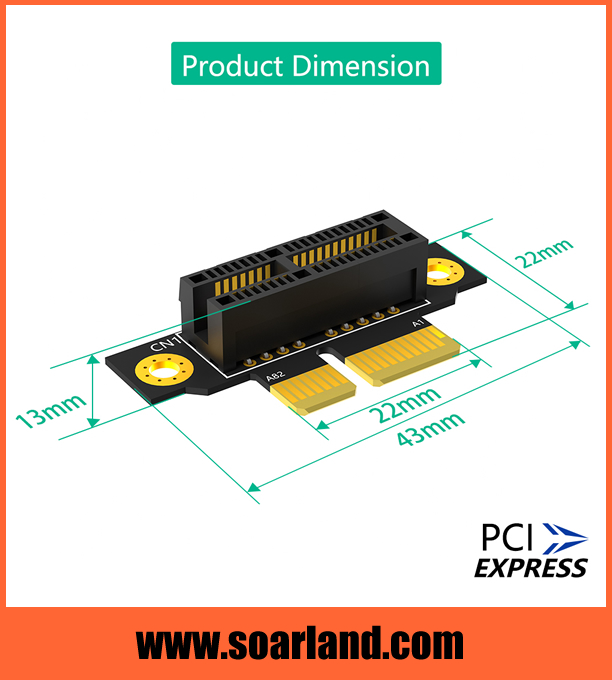 1U Reversed PCIe 3.0 x1 Riser Card