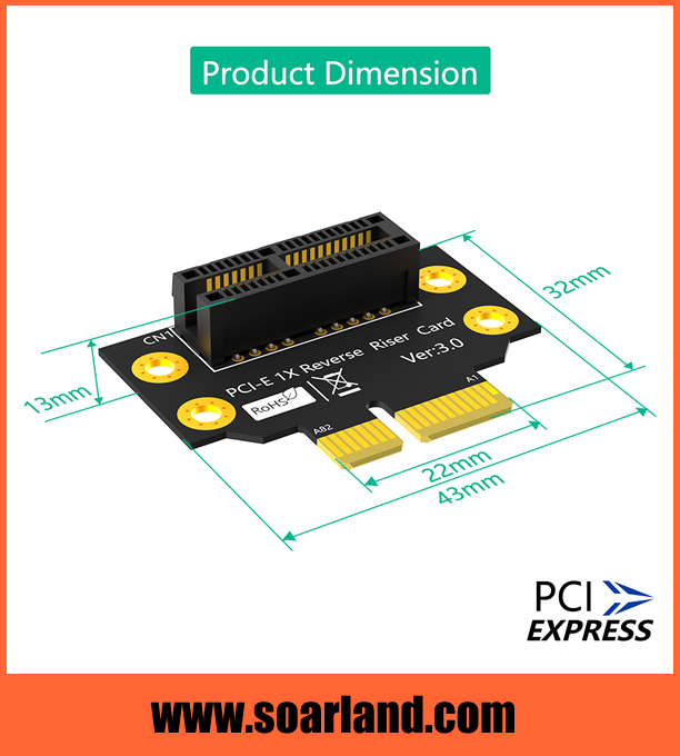 2U Reversed PCIe 3.0 x1 Riser Card