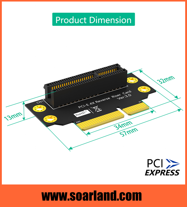 2U Reversed PCIe 3.0 x4 Riser Card