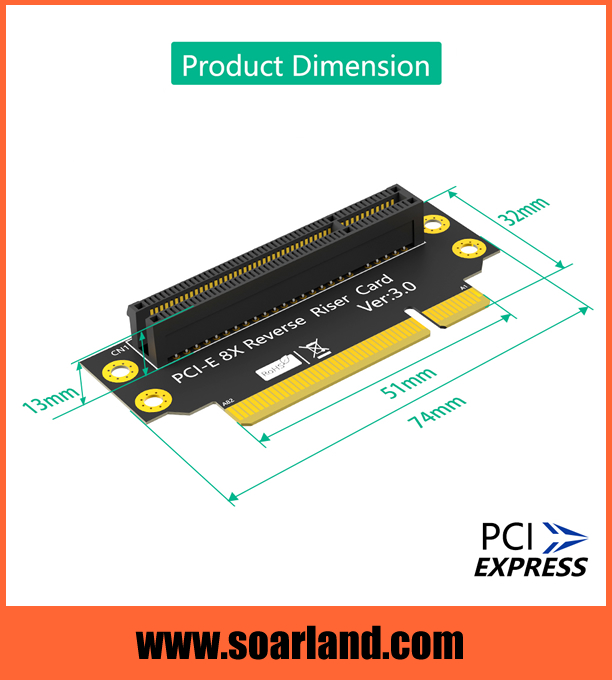 2U Reversed PCIe 3.0 x8 Riser Card