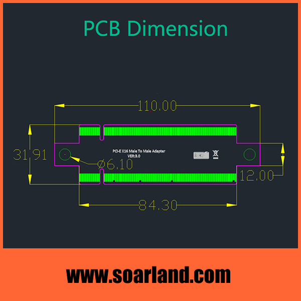 PCIe 3.0 x16 Male to Male Riser Card