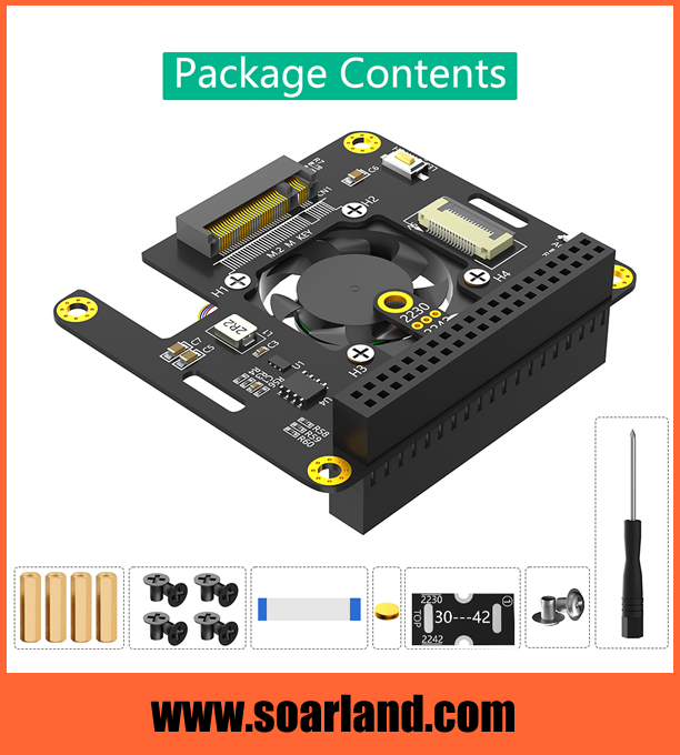 M.2 KEY-M NVMe SSD to Raspberry Pi 5 PCIe Adapter