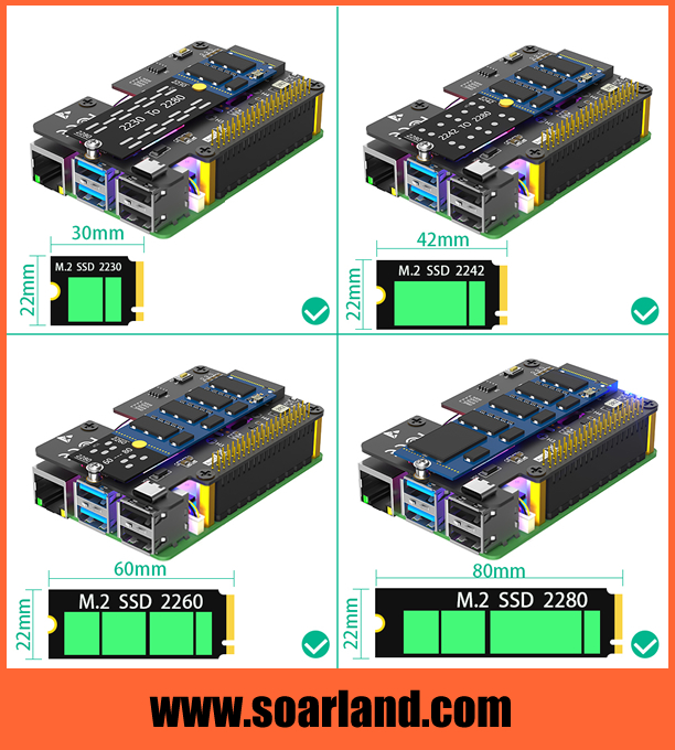 M.2 KEY-M NVMe SSD to Raspberry Pi 5 PCIe Adapter