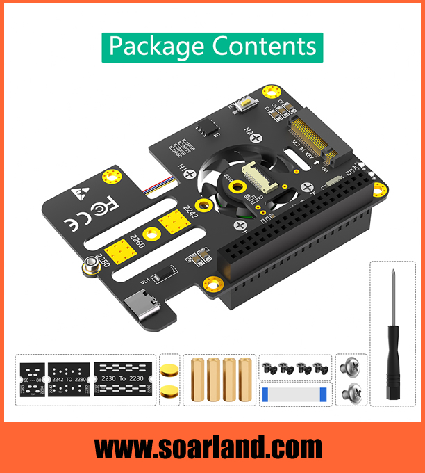 M.2 KEY-M NVMe SSD to Raspberry Pi 5 PCIe Adapter