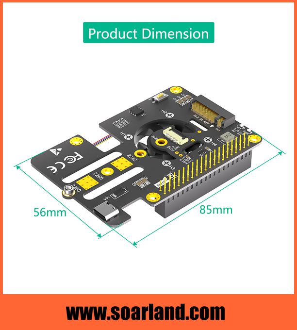 M.2 KEY-M NVMe SSD to Raspberry Pi 5 PCIe Adapter